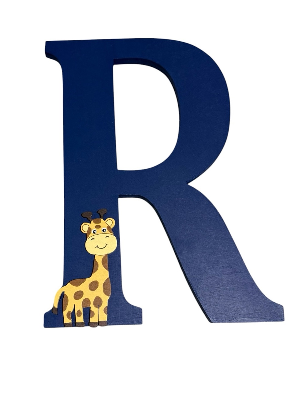 Wooden Letter R Giraffe Nursery/Baby Room Navy Blue Safari/Jungle Wall Decor